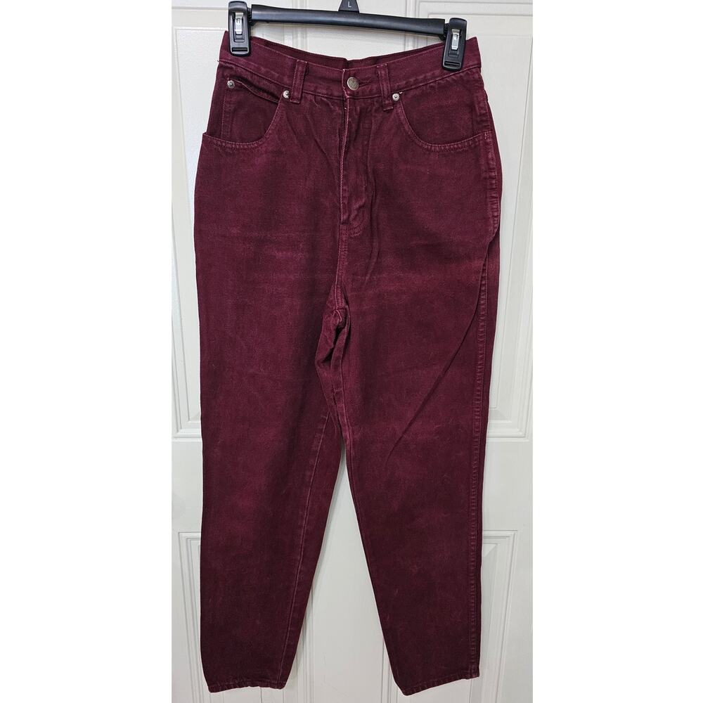 TG 80s Stefano International Burgundy Tapered High Rise Mom Jeans 25.5" waist